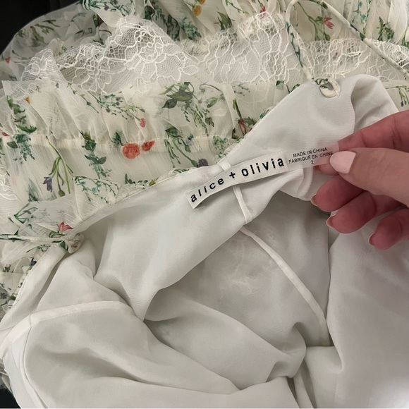 Alice + Olivia Sondra Lace Ruffle Maxi Dress Georgia Floral - Picture 8 of 10